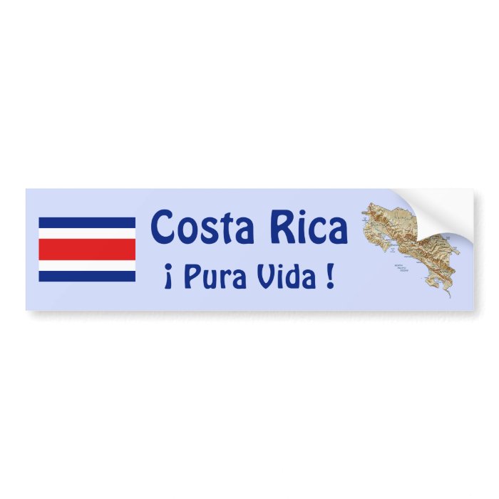 Costa Rica Flag and Map Bumper Sticker