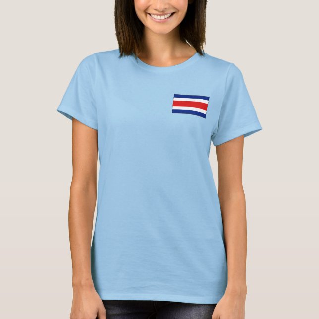 Costa Rica Flag and Map dk T-Shirt (Front)