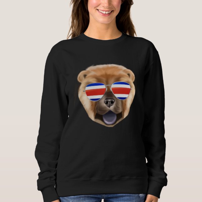 Costa Rica Flag Chow Chow Dog Tico Pocket Sweatshirt (Front)
