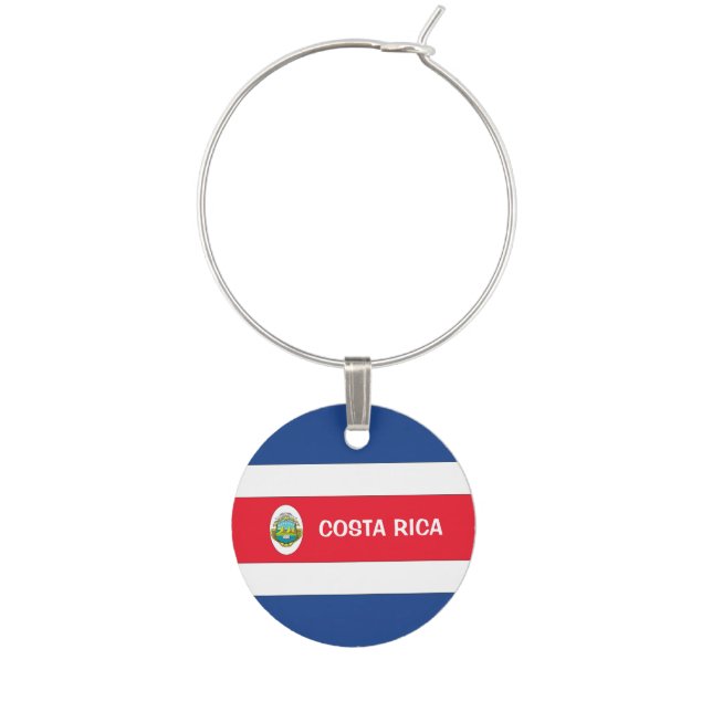 Costa Rica Flag Design Wine Charm (Front)