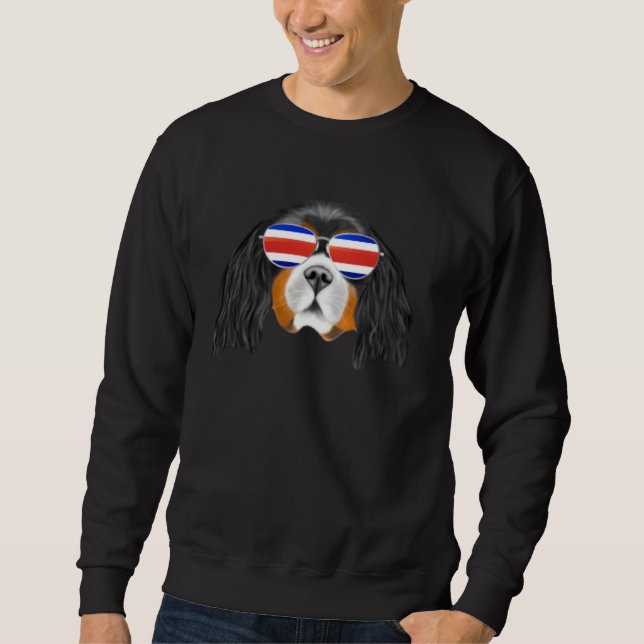 Costa Rica Flag Doberman Pinscher Dog Tico Pocket Sweatshirt (Front)