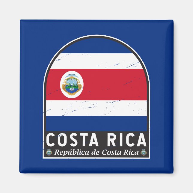Costa Rica Flag Emblem Distressed Vintage Magnet (Front)