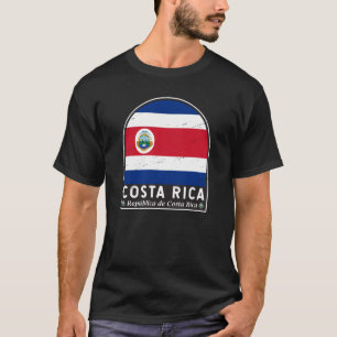 Costa Rica Flag Emblem Distressed Vintage T-Shirt