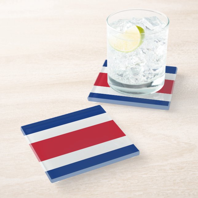 Costa Rica flag Glass Coaster (Angled)