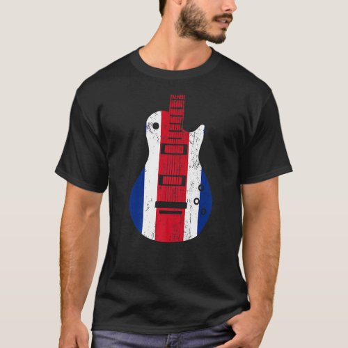 Costa Rica Flag Guitar Vintage Musician T_Shirt