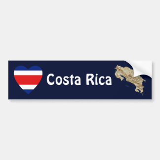 Costa Rica Flag Heart + Map Bumper Sticker
