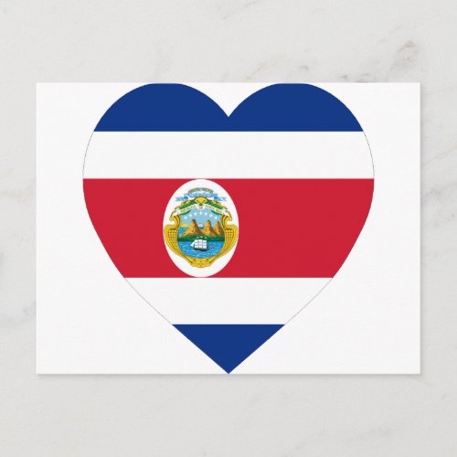 Costa Rica Flag Heart Postcard