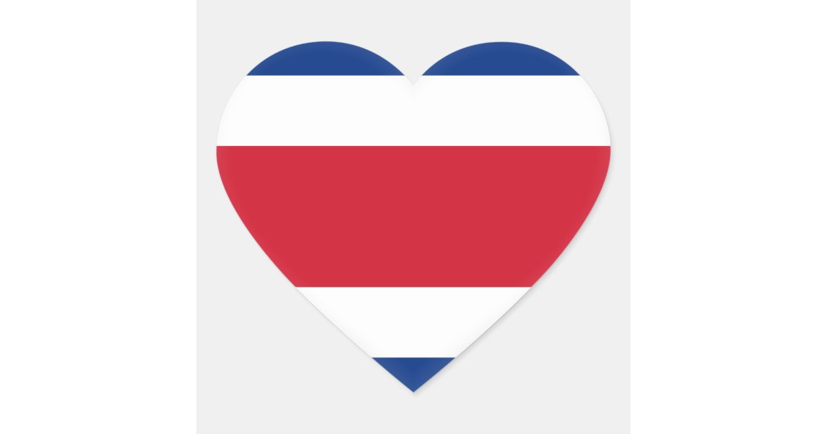 Costa Rica Flag Heart Sticker Zazzle