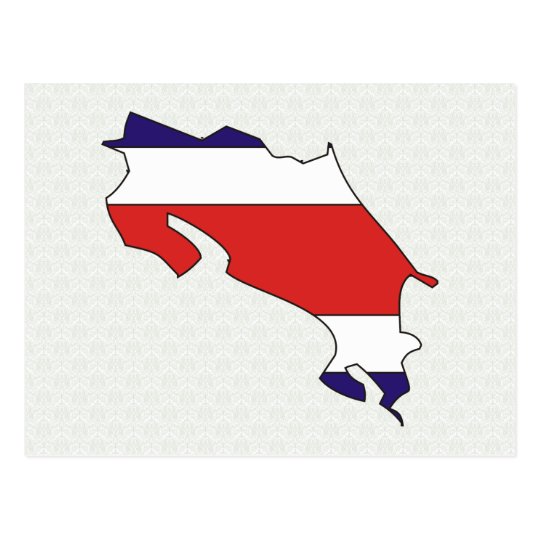 Costa Rica Flag Map full size Postcard