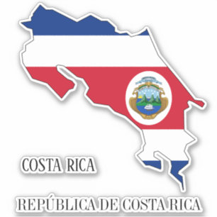 Costa Rica Flag Map Outline Sticker
