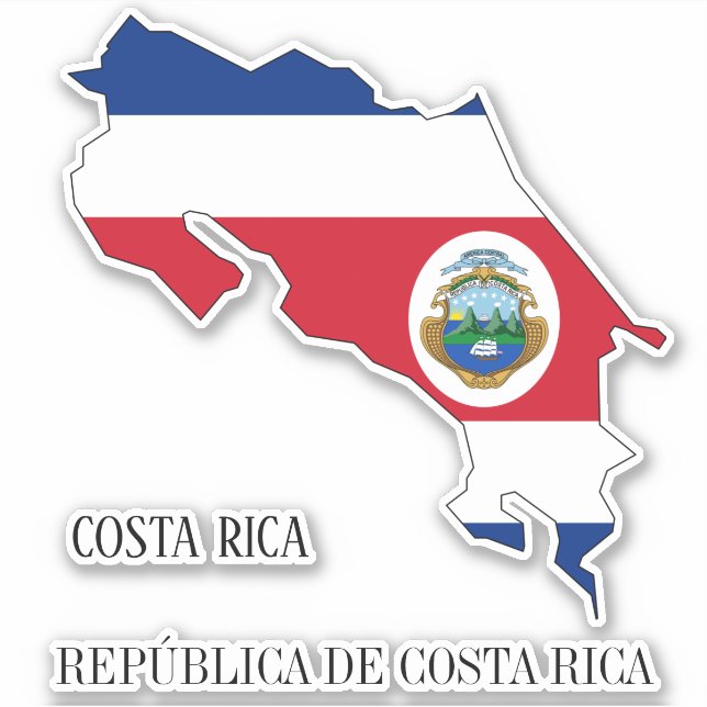 Costa Rica Flag Map Outline Sticker (Front)
