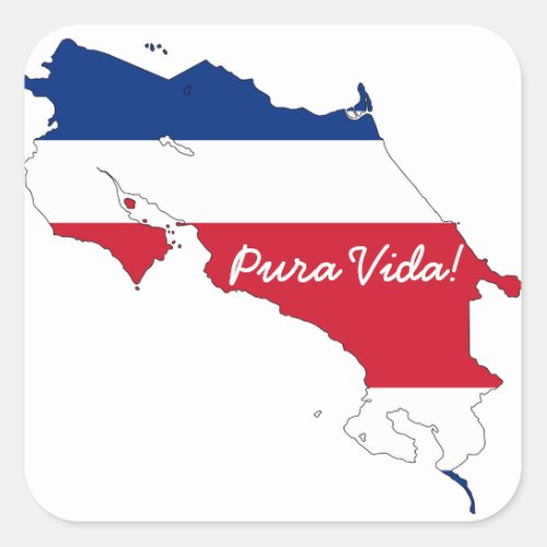 Costa Rica flag map Square Sticker