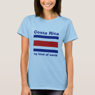 Costa Rica Flag + Map + Text T-Shirt