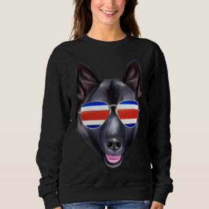 Costa Rica Flag Norwegian Elkhound Dog Tico Pocket Sweatshirt