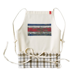 Costa Rica Flag on Rough Wood Boards Effect Zazzle HEART Apron