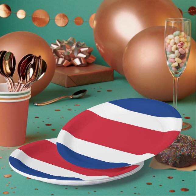 Costa Rica flag Paper Plates (Multi)