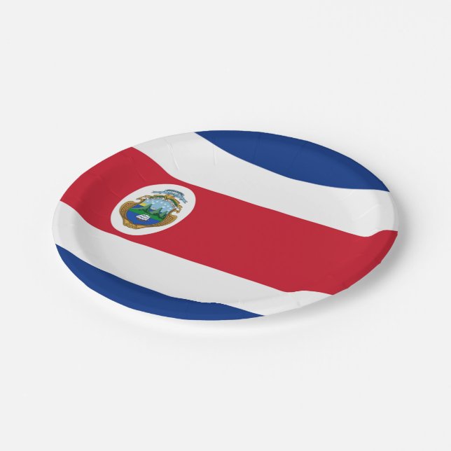 Costa Rica flag   Paper Plates (Angled)