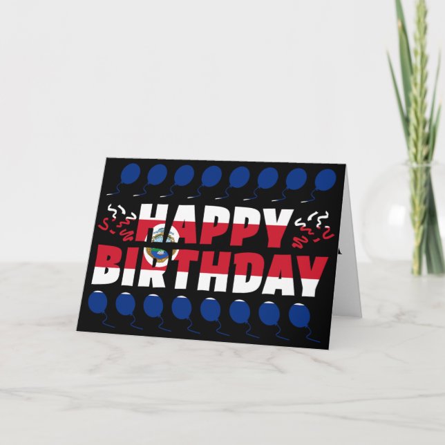 Costa Rica Flag Patriotic Birthday Card (Front)