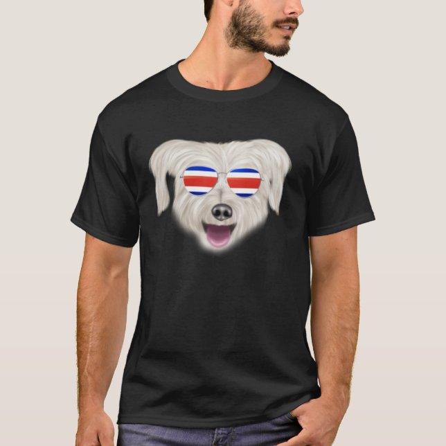 Costa Rica Flag Pyrenean Shepherd Dog Tico Pocket T-Shirt (Front)