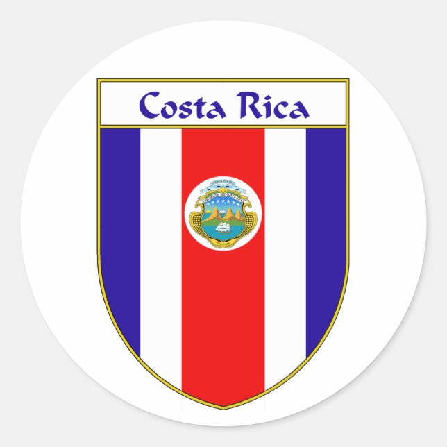 Costa Rica Flag Shield Classic Round Sticker (Front)