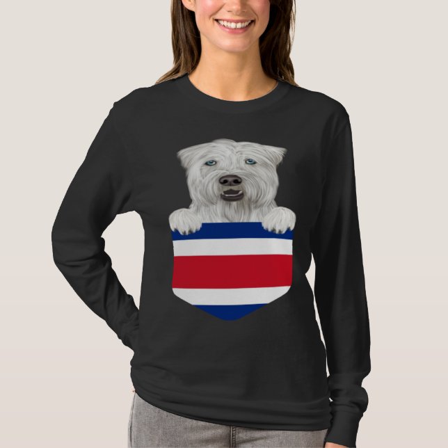 Costa Rica Flag Soft Coated Wheaten Terrier Dog In T-Shirt (Front)