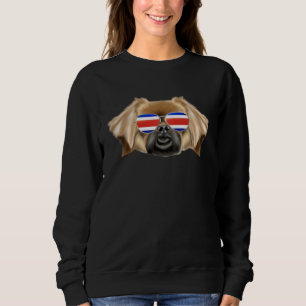 Costa Rica Flag Tibetan Spaniel Dog Tico Pocket Sweatshirt