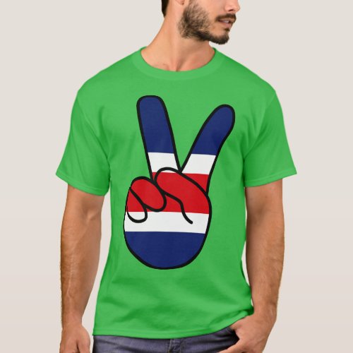 Costa Rica Flag V Sign T_Shirt
