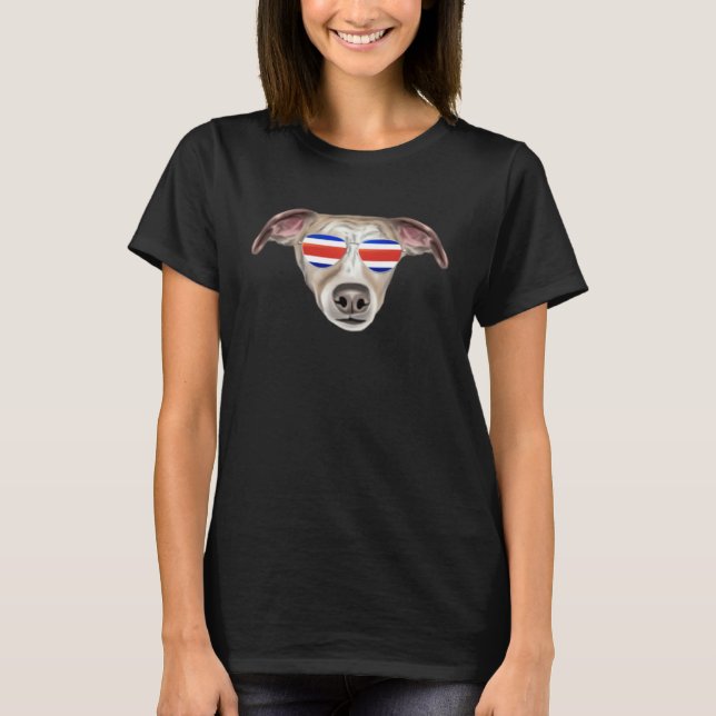 Costa Rica Flag Whippet Dog Tico Pocket T-Shirt (Front)