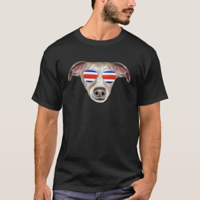 Costa Rica Flag Whippet Dog Tico Pocket T-Shirt