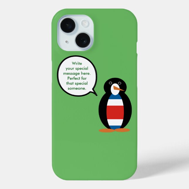 Costa Rica Flag Wildlife Penguin Personalized Gift Case-Mate iPhone Case (Back)
