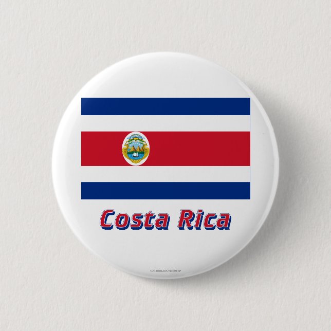 Costa Rica Flag with Name Pinback Button (Front)