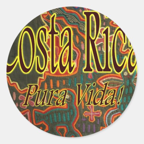 Costa Rica Folk Art Pura Vida Classic Round Sticker