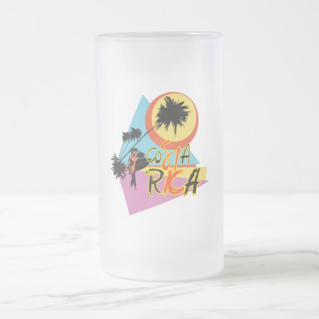 Costa Rica Frosted Glass Beer Mug (Center)
