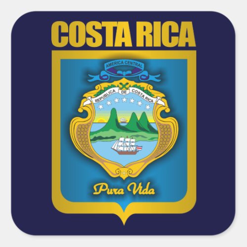 Costa Rica Gold Gift Ideas Square Sticker