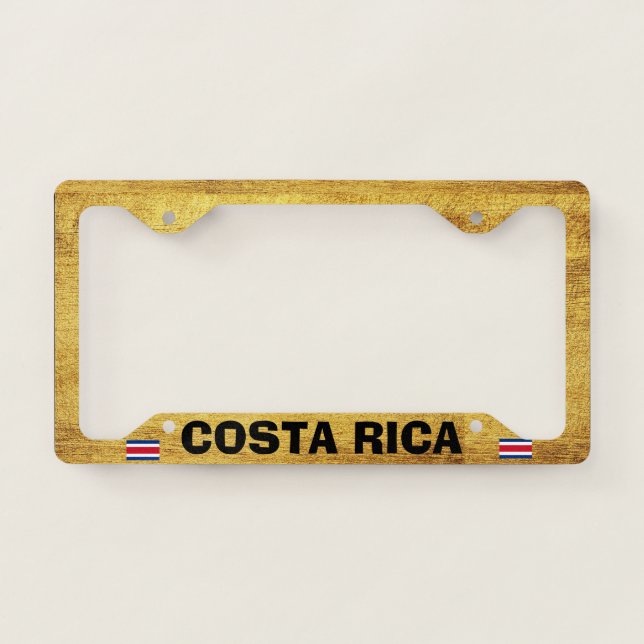 Costa Rica Golden Background License Plate Frame (Front)
