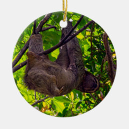 Costa Rica - Happy  Lazy Sloth, Antonio Manuel NP Ceramic Ornament