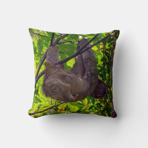 Costa Rica - Happy Lazy Sloth, Antonio Manuel NP Throw Pillow