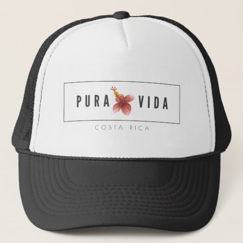 Costa Rica Hibiscus Flower Pura Vida Womens Trucker Hat