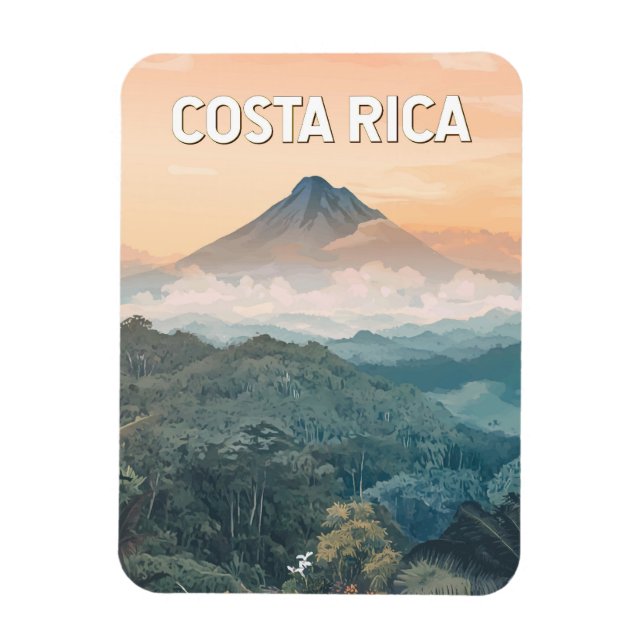 Costa Rica Illustration Travel Art Vintage Magnet (Vertical)
