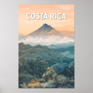 Costa Rica Illustration Travel Art Vintage Poster