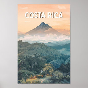 Costa Rica Illustration Travel Art Vintage Poster