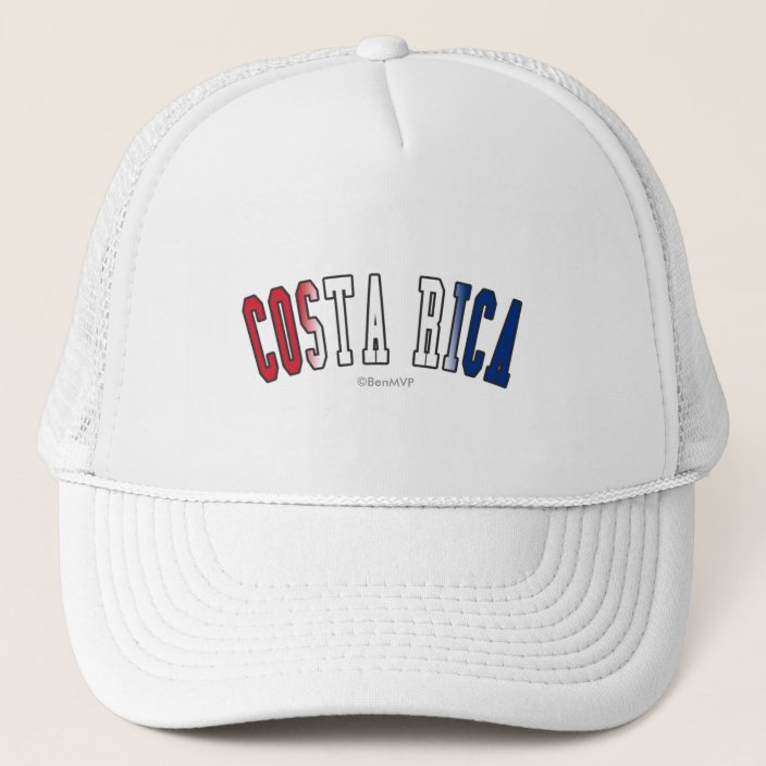 Costa Rica in National Flag Colors Mesh Hat