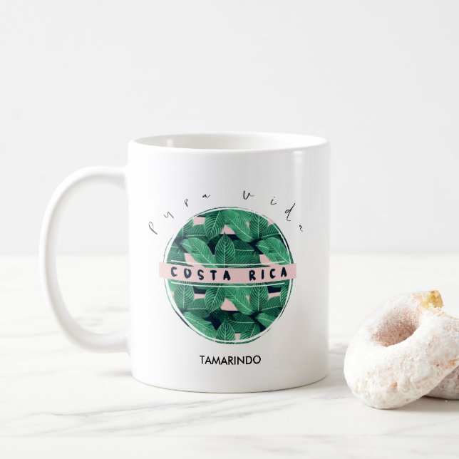Costa Rica Jungle Leaf Pura Vida Souvenir Coffee Mug (With Donut)