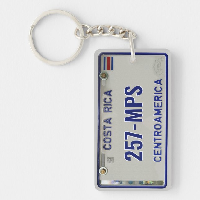 Costa Rica License Plate (customizable) Keychain (Front)