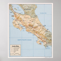 Costa Rica Map (1987) Poster