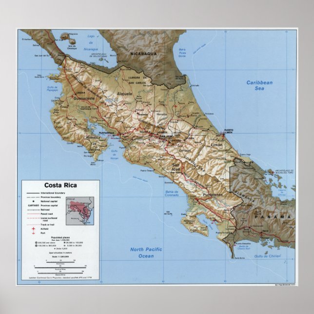Costa Rica Map (1991) Poster (Front)
