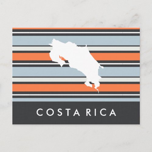 Costa Rica Map Modern Stripes Postcard