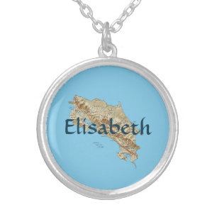 Costa Rica Map + Name Necklace