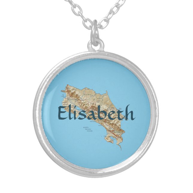 Costa Rica Map + Name Necklace (Front)