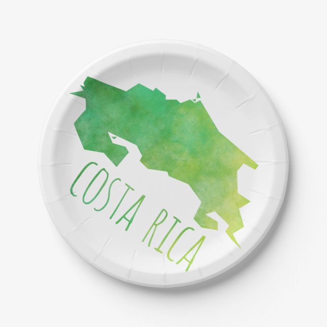 Costa Rica Map Paper Plates (Front)
